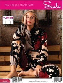 Resim Sude A-200-358 Kapüşonlu Polar Kadın Pijama Takımı Çok Renkli 