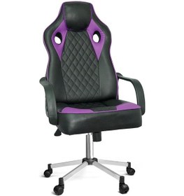 Resim Türksit Spider Oyuncu Koltuğu Metalik Gri Boyalı Ayak Lila Mor 