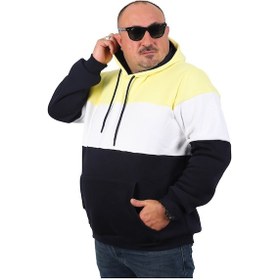 Resim Mocgrande Büyük Beden Parçalı Kapüşonlu Sweat 22736 Sarı 