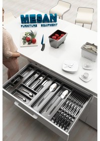 Resim Çekmece Içi Kaşıklık Ve Bıçaklık Düzenleyici Antresit, 84x48 Yandan Ve Boydan 4cm Kesilebilir Antrasit 