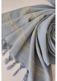 Resim Tek Yüzlü Çizgili Havlu Peştemal - Yumuşak Ve Yüksek Su Emici - %100 Pamuk Indigo 