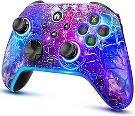 Resim Wireless Switch Pro Controller - Compatible with Nitendo Switch/OLED/Lite, 1200mAh Rechargeable Switch Controllers with 8 Colors LED & Cool Nebula Design, Wake Up, Turbo, Vibration, Motion Control 