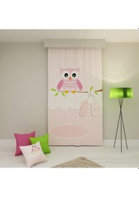 Resim PAREDORA İnce Pembe Baykuş Tek Kanat Fon Perde 