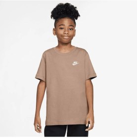 Resim Nike Sportswear Pamuklu Çocuk T-shirt Kahve 