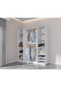 Resim Siren Açık Giyinme Dolabı - Çok Amaçlı Dolap - Gardırop 200 Cm Beyaz 