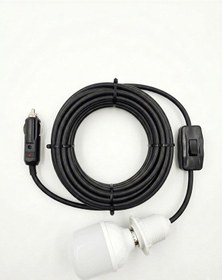 Resim Araç Çakmak Girişli 30w 12v Led Ampul,lü E27 Duylu Anahtarlı Araç,karavan,kamp Seyyar Lamba 12/16a 2 X1,5mm Ttr Bakır 10 Mt-siyah 