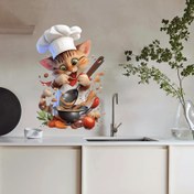 Resim Sevimli Fare Kendinden Yapışkanlı Duvar Stickerları - Mutfak, Oturma Odası & Yatak Odası Dekoru için Yeniden Kullanılabilir PVC Çıkartmalar | Kendin Yap Tatil & Mevsimlik Süslemeler için Mükemmel 