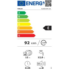 Resim Finlux Klasik BM 310 E Enerji Sınıfı 3 Programlı 12 Kişilik Bulaşık Makinesi 
