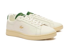 Resim Lacoste Carnaby Pro Mens Leather Sneaker Hakiki Deri Günlük Spor Ayakkabı Krem Krem 