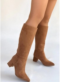 Resim Roksa Taba Süet Topuklu Çizme Çok Renkli 