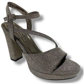 Resim Erbay 342-25 Simli Yüksek Topuk Kadın Sandalet Platin 