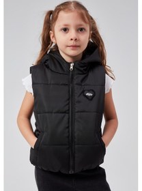 Resim Benitto Kids Kapüşonlu Kız Çocuk Şişme Yelek 51307 Siyah 