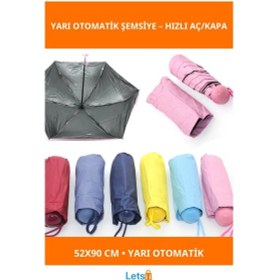 Resim Letsii Katlanabilir Yarı Otomatik Şemsiye 52x90 Cm Dayanıklı Su Geçirmez Çok Renkli 