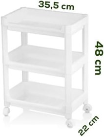 Resim Porsima RAFTY-73-1 Tekerlekli 4 Katlı Düzenleyici - 35,5 x 22 x 48 cm Hareketli Geniş Raf - Beyaz 