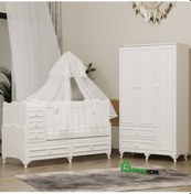 Resim Garaj Home Öykü 3 Kapaklı Dolap Ve 5 Çekmeceli Beşik Kombini Beyaz 