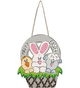 Resim Suntek Paskalya Tavşanı Ahşap Tabela Asılı Süsleme Eve 