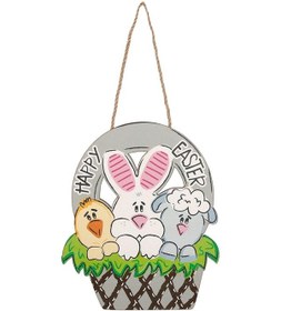 Resim Suntek Paskalya Tavşanı Ahşap Tabela Asılı Süsleme Eve 