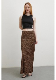 Resim Never More Leopar Desenli Verev Etek Kahve Kahve 