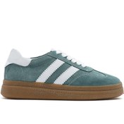 Resim Derimod Kadın Yeşil Bağcıklı Kalın Tabanlı Süet Deri Sneaker 25SFD511010 