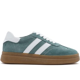 Resim Derimod Kadın Yeşil Bağcıklı Kalın Tabanlı Süet Deri Sneaker 25SFD511010 