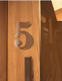Resim zafrakreklam Kapı Daire Numarası 1 mm Bronz Ayna Pleksi Yapışkanlı No - 5 beş 