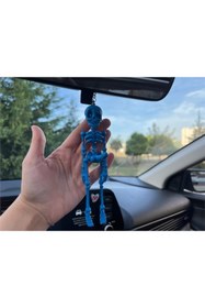 Resim komauto Büyük Iskelet Mavi Renk Araba Süsü Oynar Eklemli 