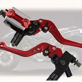Resim Dream011 Gümüş Kırmızı 22mm Cnc Dirt Motosiklet Hidrolik Debriyaj Levye Seti - 6 Vites Ayarlı Ergonomik Kavrama 