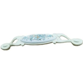 Resim Miray 128 Mm Metal Beyaz Kasa Beyaz Mavi Çiçek Desenli / 5 Adet Gümüş - Krom 