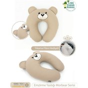 Resim Mordesign Emzirme Yastığı Bebek Destek Minderi Hamile Yastığı Pamuk Kumaş Morbear Serisi, Kapiçino Zg10096 