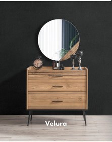 Resim İzgi Modern Şifonyer Ceviz - Siyah 