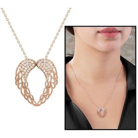 Resim Zirkon Taşlı Melek Kanadı Tasarım Gold Renk 925 Ayar Gümüş Kolye (499798691) 
