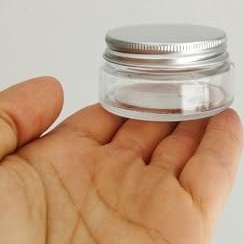 Resim Afracam 50 ml Cam Kozmetik Kavanoz Şeffaf 50 cc Yassı Krem Kavanozu Metal Gümüş Kapaklı 6 Adet 