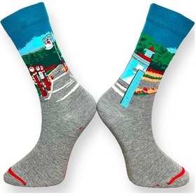 Resim Me-vo 3'lü Unısex Popcorn, Uzay Ve Doğa Temalı Esnek Nem Alabilen Pamuklu Spor Soket Çoraplar Çok Renkli 