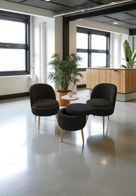 Resim Zinnet Design Bella Oturma Takımı–İkili Koltuk, İki Adet Berjer ve Bir Adet Sandıklı Puf, Ofis & Salon Kullanımı 