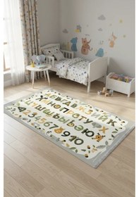 Resim Blghome Alfabe Eğitici Çocuk Odası Halısı Gri 