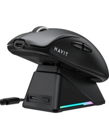 Resim Havit Gamenote M5 Pro Superlight Kablosuz Gaming Mouse - 30.000 Dpı, PAW3950 - Rgb Şarj Standlı - Ekranlı 