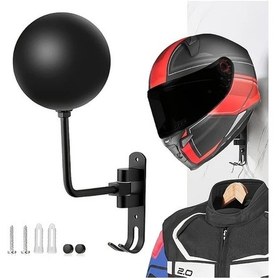 Resim Chuangyinshop Duvar Montajlı 180 Derece Döner 2 Kancalı Tekli Paket Motosiklet Kask Askısı 