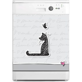 Resim Makinesi Sticker Kaplama Beyaz Eşya Kaplama Kedi Kelebek 