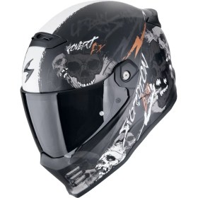 Resim Scorpion Covert Fx Skullz Kapalı Motosiklet Kaskı Mat Siyah Gri Altın 