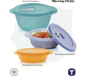 Resim Özbience Pratik ve Şık 3'lü Mikro Kap Seti, Dayanıklı ve Kullanışlı Tasarım 