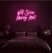 Resim Will You Marry Me Yazılı Neon Tabela Pembe 