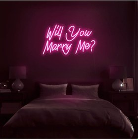 Resim Will You Marry Me Yazılı Neon Tabela Pembe 