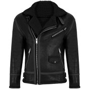 Resim MÜREVVA Erkek Siyah Yetişkin Napa Deri İçi Kürklü Mont&Kaban 