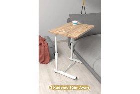 Resim Depolife Eğim Yükseklik Ayarlı Laptop Sehpası Kahvaltı Ders Çalışma Bilgisayar Ofis Yemek Masası Metal Ayak 