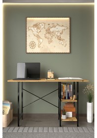 Resim 60x120 Metal Ayaklı 2 Raflı Çalışma Ofis Masası Atlantik Çam 