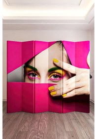 Resim Makyajlı Kadın Tek Taraf Baskılı 6 Kanat Paravan 000035 