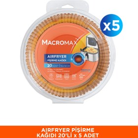 Resim MACRO MAX Airfryer Pişirme Kağıdı 100 Adet Yağ Geçirmez Yapışmaz Fritöz Kağıdı 