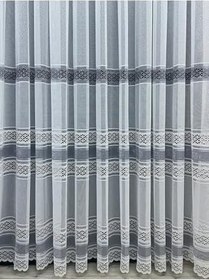 Resim Cortibo Viyana Örme Desenli 1'e 2,5 Orta Pileli Tül Perde Gri, 150 x 200 