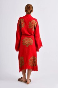 Resim Brandsmithshop Kırmızı Ethereal Coral Kimono Çok Renkli 