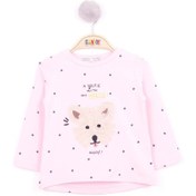 Resim Toontoy Kız Bebek Köpek Nakışlı T-shirt Açık Pembe 